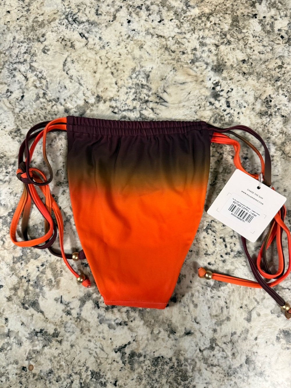 Ombre Orange Swim Bottoms with Tie Sides